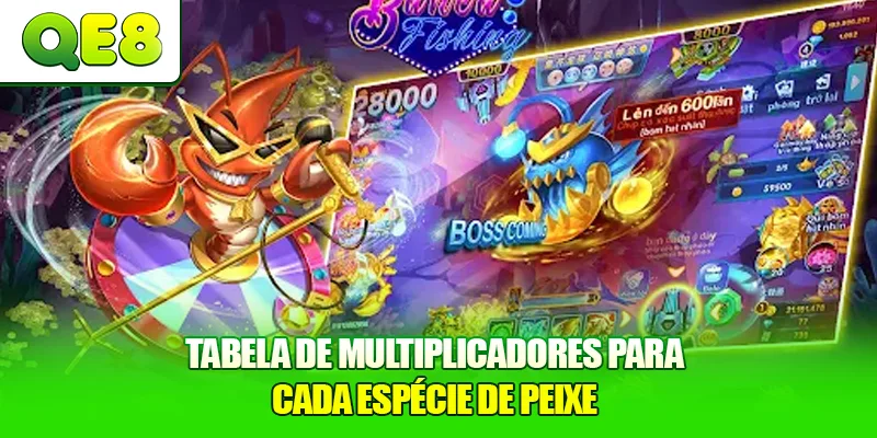 Tabela de multiplicadores para cada espécie de peixe